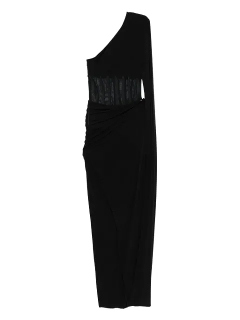 NISSA one-shoulder sheer-insert maxi dress Black RRS16004