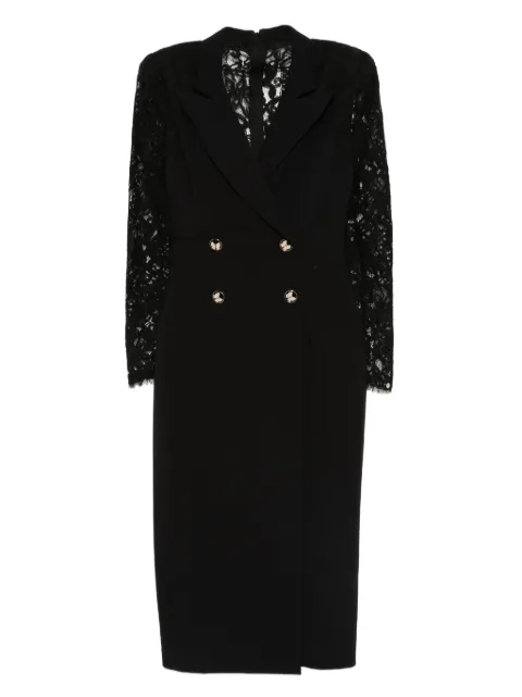 NISSA lace-panel midi dress Black RS16142