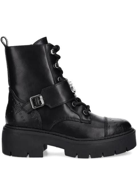 GUESS USA buckle-embellished combat boots Black FLTSDKELE10