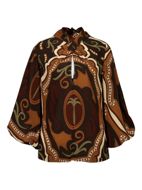 Johanna Ortiz paisley-print high-neck blouse Brown PT03197