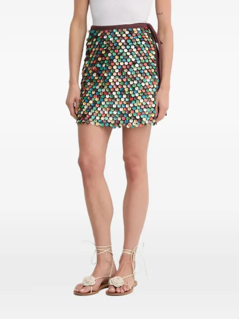 NEVER FULLY DRESSED sequin embellished short skirt Brown NFDSK715