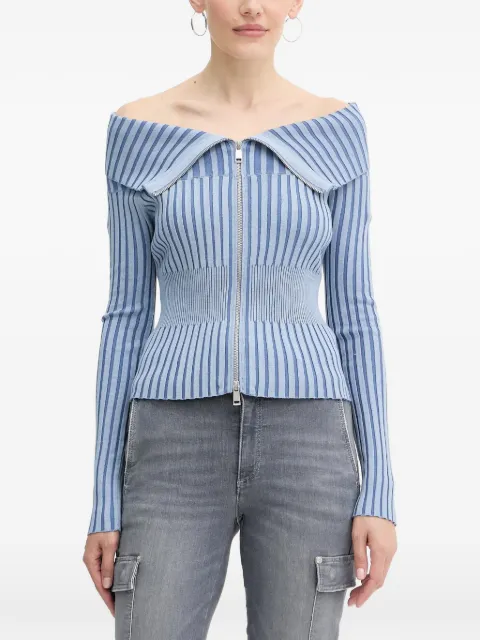 GUESS USA striped zip-up sweater Blue W5YR03Z30I2