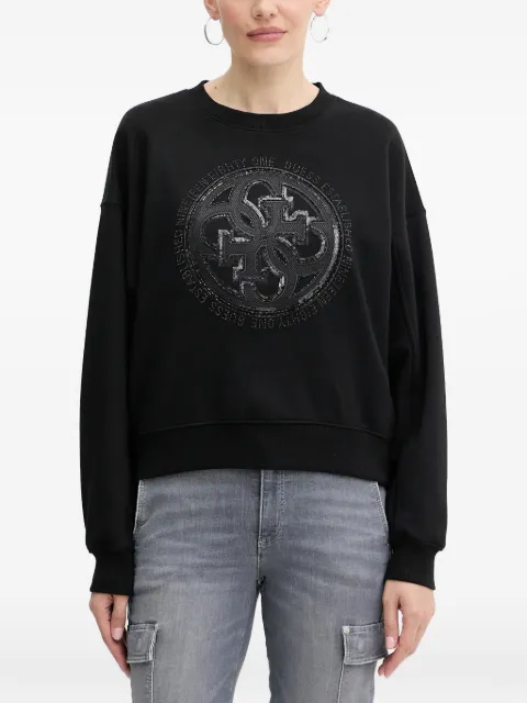 GUESS USA sequin-embellishment logo sweatshirt Black W5YQ07KB681