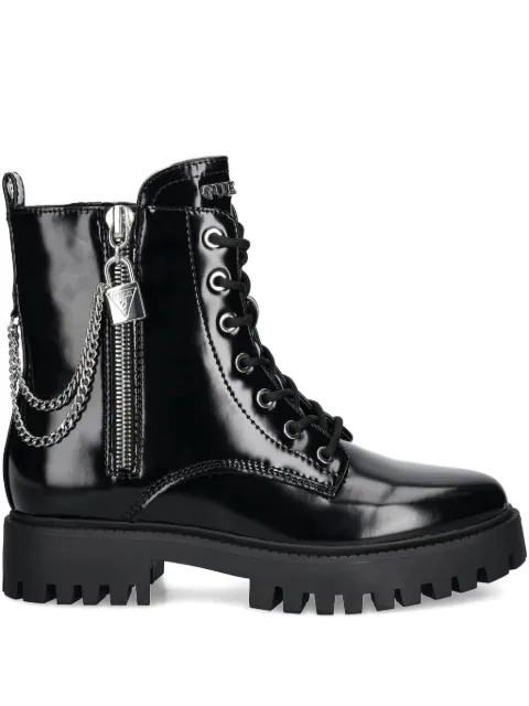 GUESS USA lace-up chain-detail boots Black FLTFROELE10