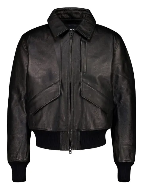 Y-3 zipped-front leather jacket Black JX4820