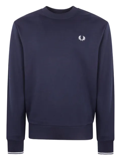 Fred Perry laurel-embroidered cotton sweatshirt Blue FPM753555
