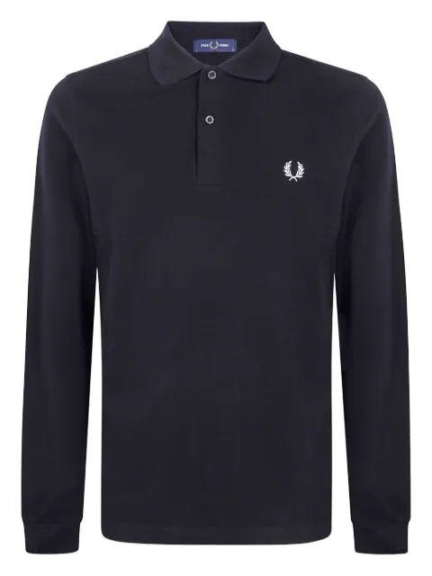 Fred Perry embroidered long-sleeve polo shirt Black FPM600655