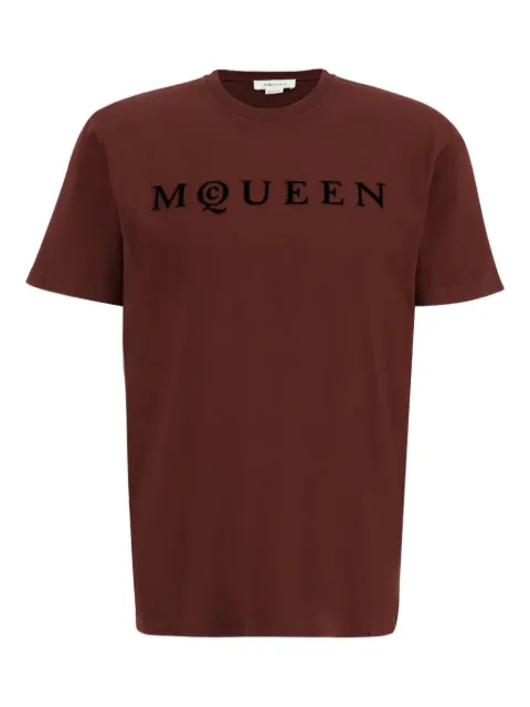 Alexander McQueen Madder flocked-logo T-shirt Brown 847750QTAD5