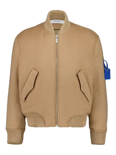 Off-White tag-detail bomber jacket Neutrals OMEH05JF25FAB001626D