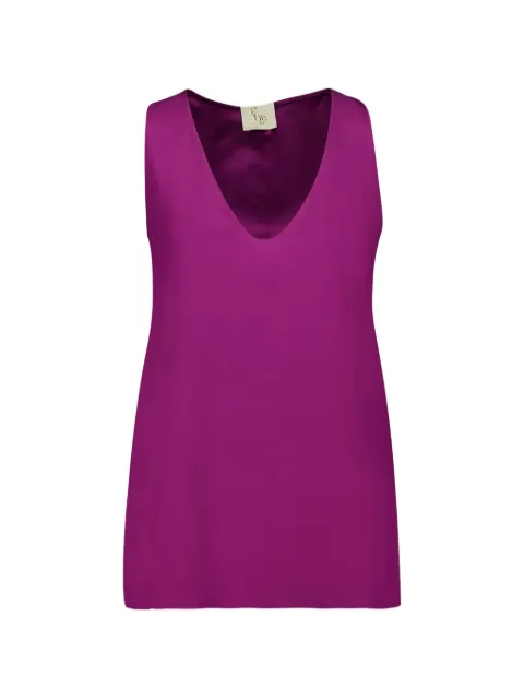 PAULA V-neck silk tank top Purple SERENA3