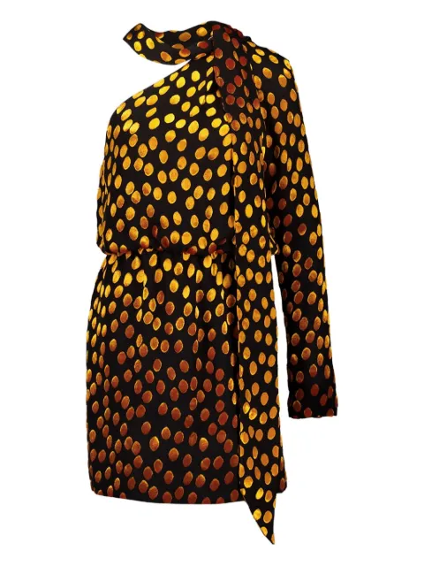 Saint Laurent one-shoulder polka-dot mini dress Black 843094Y4J58