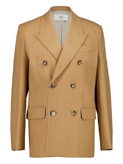 AMI Paris double-breasted wool blazer Neutrals FBV002WV0058280