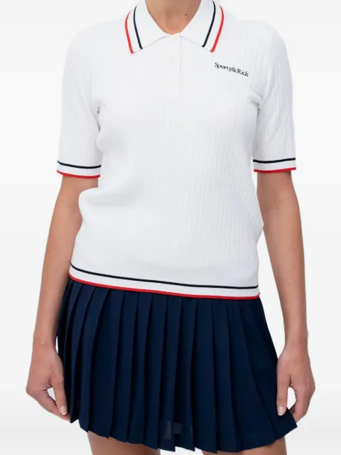 Sporty & Rich cable-knit polo top White TO068602300WH58