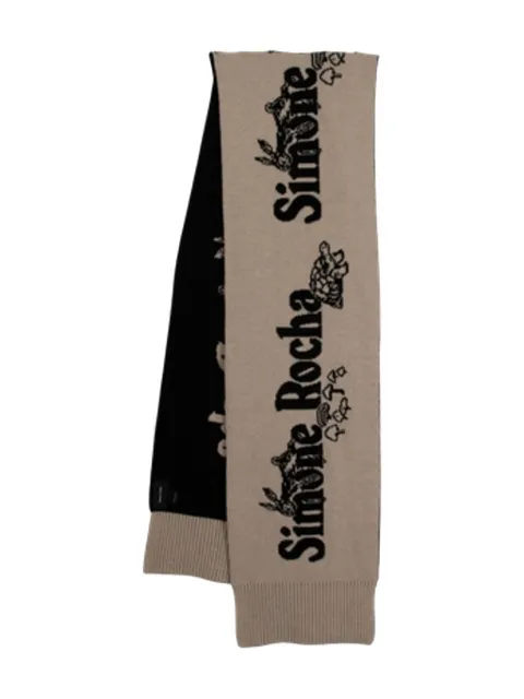 Simone Rocha logo ribbed scarf Neutrals KIMK2W0669MERINOCASHMEREOATBLACK