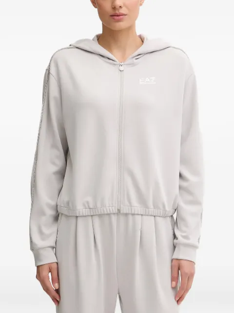 Ea7 Emporio Armani zip-up embellished hoodie Grey 7W000443AF12643