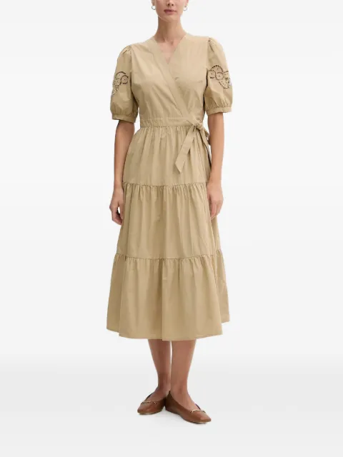 DKNY wrap-detail tiered midi dress Neutrals P5DB0B48