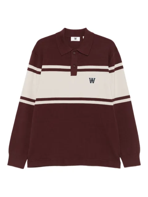 Wood Wood WWCurt striped long-sleeve polo shirt Brown 30251528