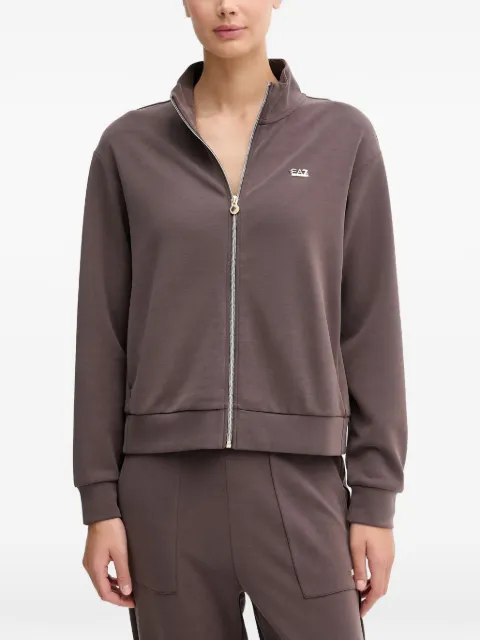 Ea7 Emporio Armani zip-up logo-plaque sweatshirt Brown 7W000191AF12643
