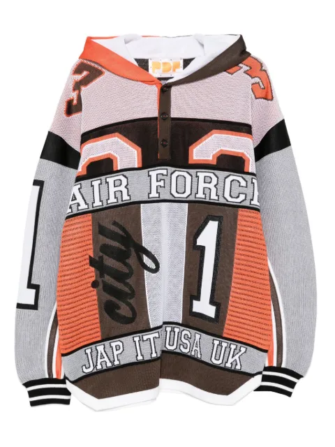 PDF panelled polo-collar hoodie Orange DFM07007MC076