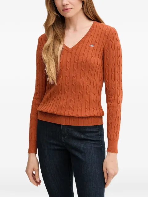 Gant cable-knit V-neck sweater Orange 4800101