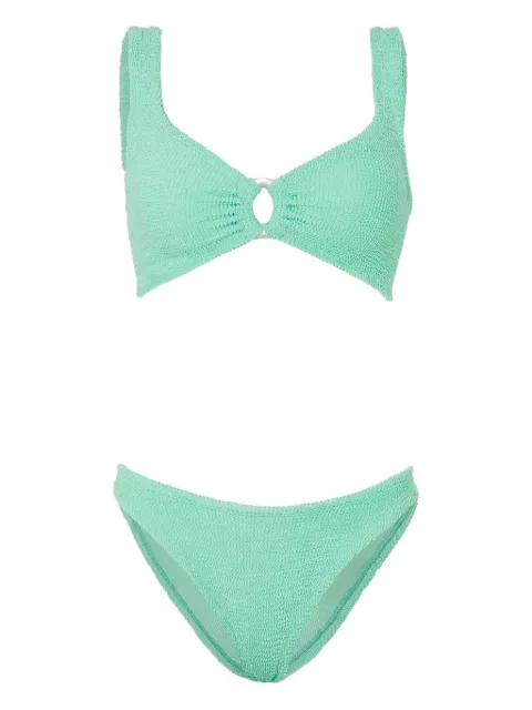 Hunza G Julia textured bikini Green JULIAPEARHOOPM