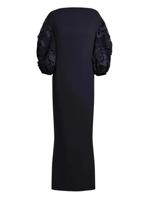 Safiyaa floral-embellished balloon-sleeve gown Blue DL12941