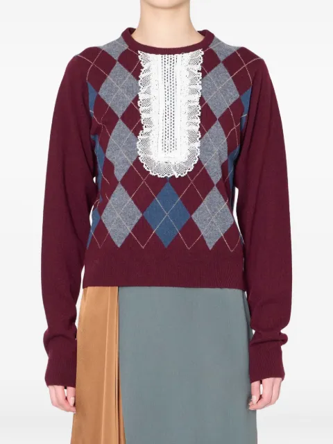 Kolor lace-insert sweater Red 25WCLN01308