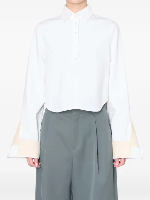 Kolor contrast-cuffs shirt White 25WCLT03202