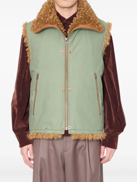 Kolor dragon-embroidered shearling gilet Brown 25WCMV01104