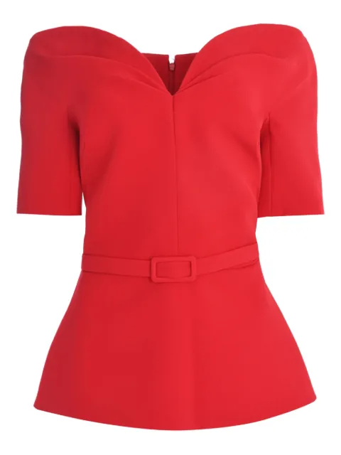 Safiyaa Lyddie V-neck belted blouse Red T6581BE1243