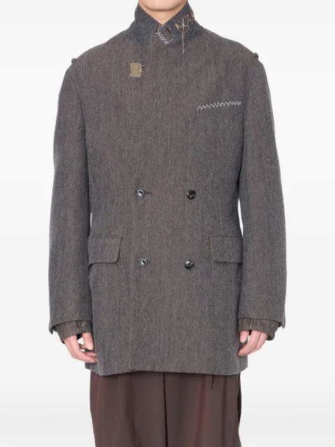 Kolor herringbone double-breasted coat Grey 25WCMJ02105