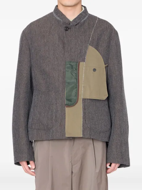 Kolor herringbone panelled jacket Grey 25WCMG07105