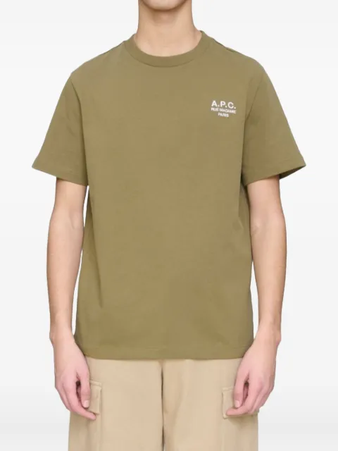 A.P.C. logo-embroidery cotton T-shirt Green COHBUM26388