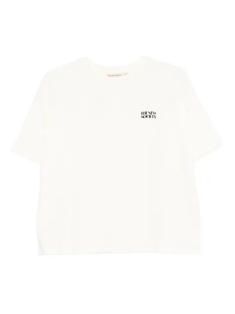 THE NEW SOCIETY logo-embroidered crop T-shirt White AW25WTS4C42