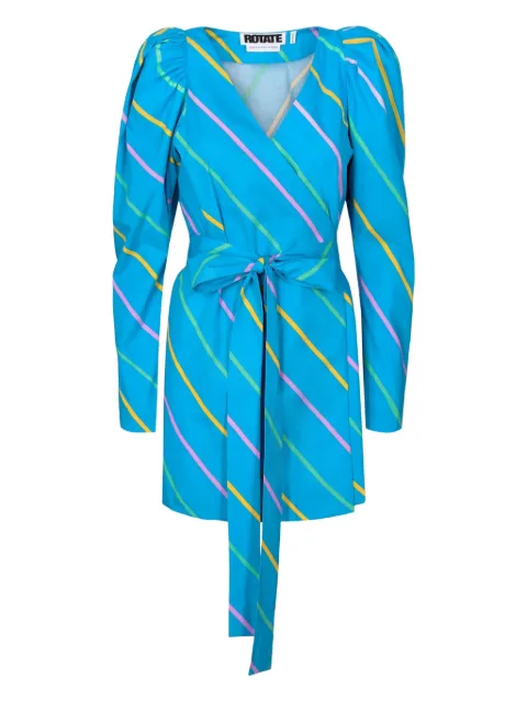 ROTATE BIRGER CHRISTENSEN puff-sleeve striped dress Blue 900704