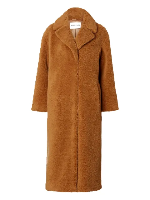 STAND STUDIO Camille fleece-textured coat Brown STANDOATNOU6520