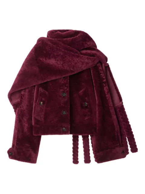 Burberry detachable-scarf shearling jacket Red 8116538