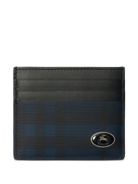 Burberry check-pattern leather card case Blue 8114544