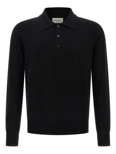 Saint Laurent wool buttoned polo shirt Black 846122Y76XM