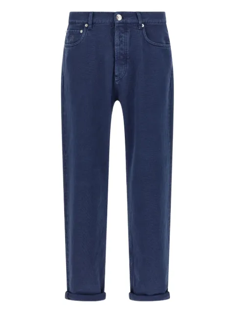 Brunello Cucinelli garment-dyed logo-patch jeans Blue M237UO1090C7028