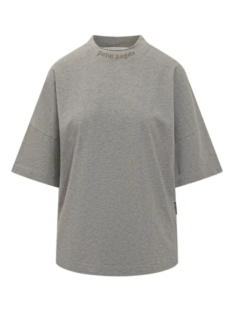 Palm Angels collar-detail short-sleeves T-shirt Grey PWAA07DF25JER001