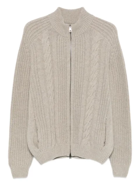 Tagliatore zip-up cable-knit cardigan Neutrals GODFREYAIPWI250225I227