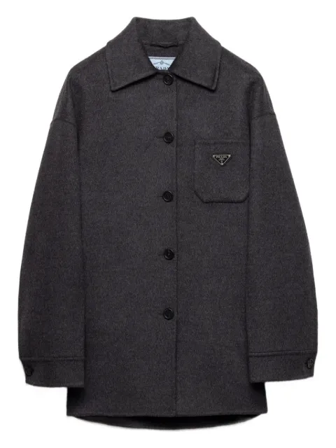Prada contrast-collar buttoned coat Black P650SSOOO179B