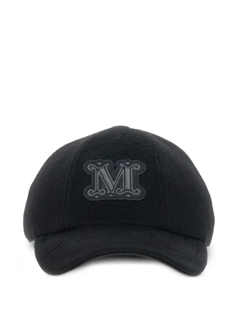 Max Mara logo-patch wool cap Black 2524576062600