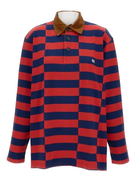 Wales Bonner striped long-sleeve polo shirt Red MA25JE22JE061000