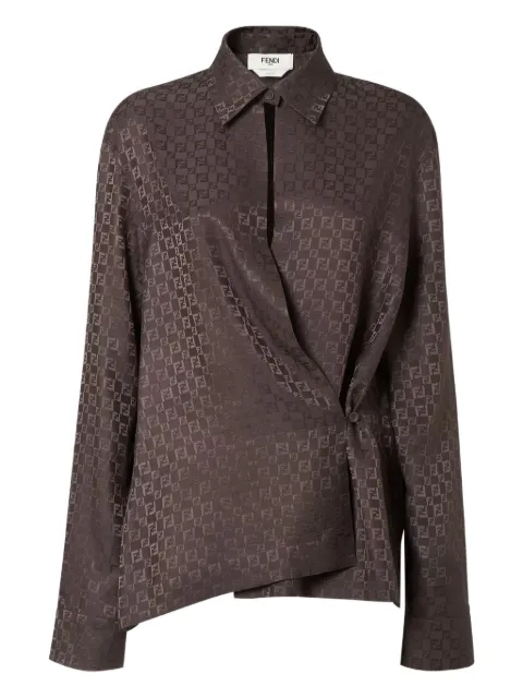 FENDI ff jacquard silk shirt Brown FS8287AUQG