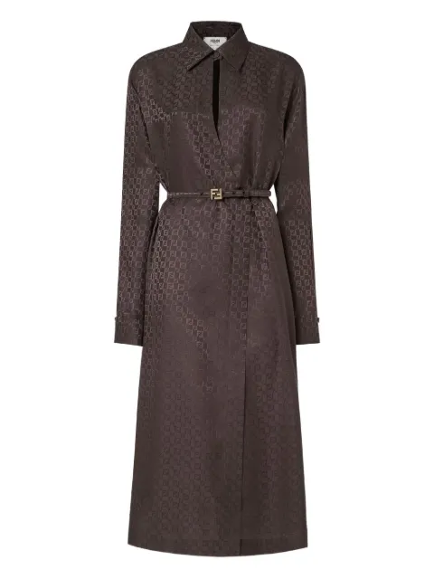 FENDI ff jacquard belted dress Brown FDD443AUQG