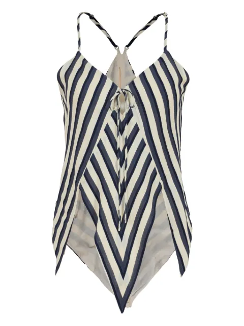 Rosie Assoulin V-neck chevron-striped top Neutrals R243T05WV060410
