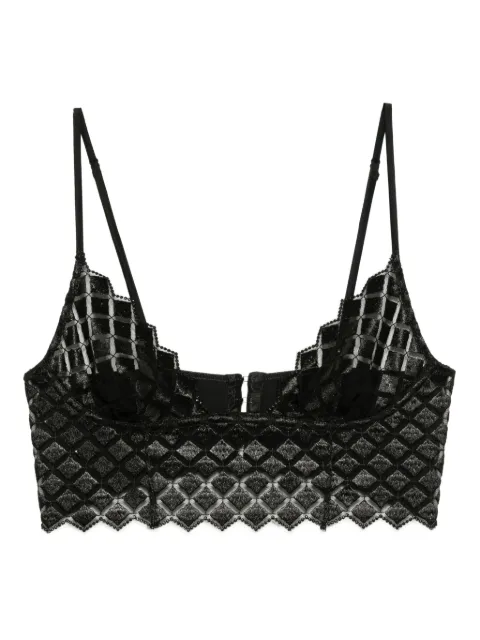 Kiki de Montparnasse Lamine bra Black LAMINEEMBROIDERYLONGLINE
