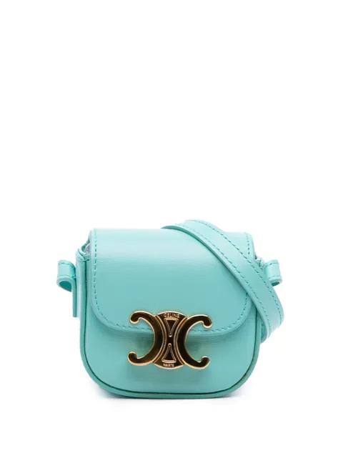 Celine Pre-Owned 2021 Leather Triomphe AirPods Case with Strap crossbody bag Blue 8FODCFT50OAABJP2